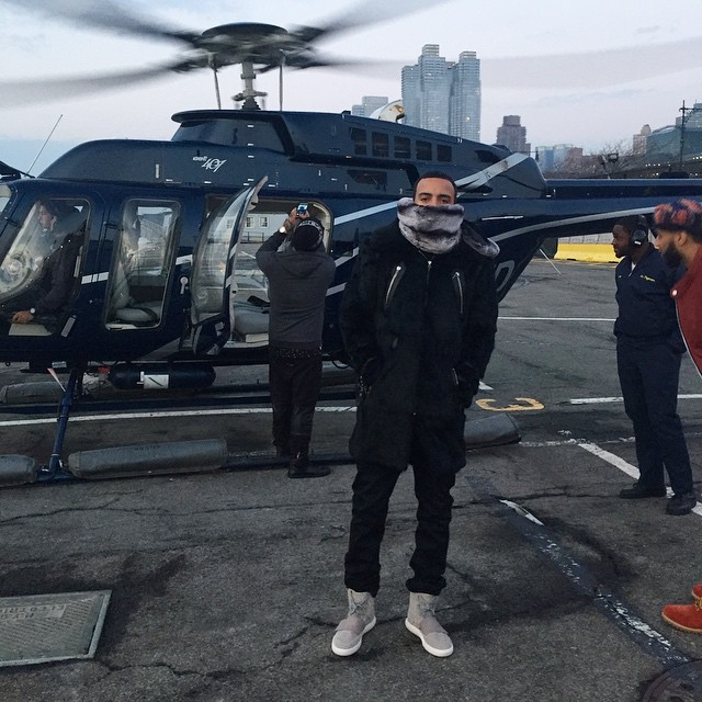 French Montana wearing the adidas Yeezy 750 Boost