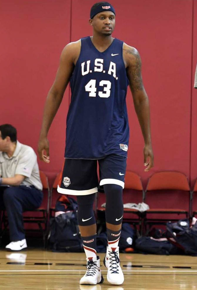 Rudy Gay wearing the &#x27;USA&#x27; Nike Hyperdunk 2015