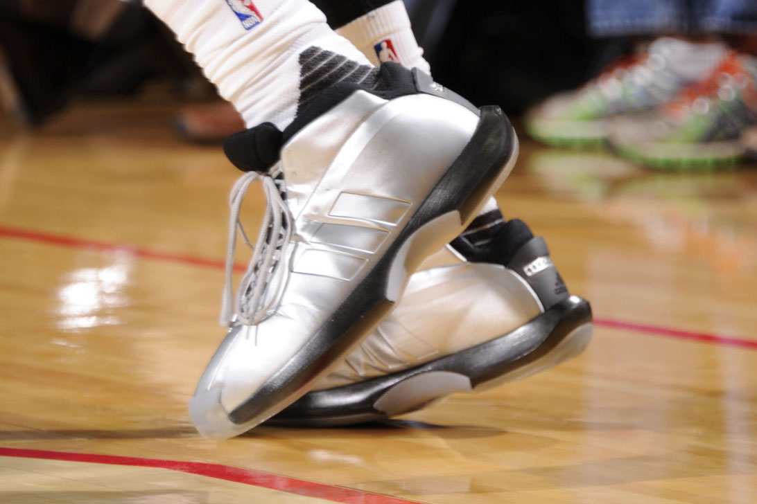 James Harden wearing the &#x27;Silver&#x27; adidas Crazy Kobe (2)