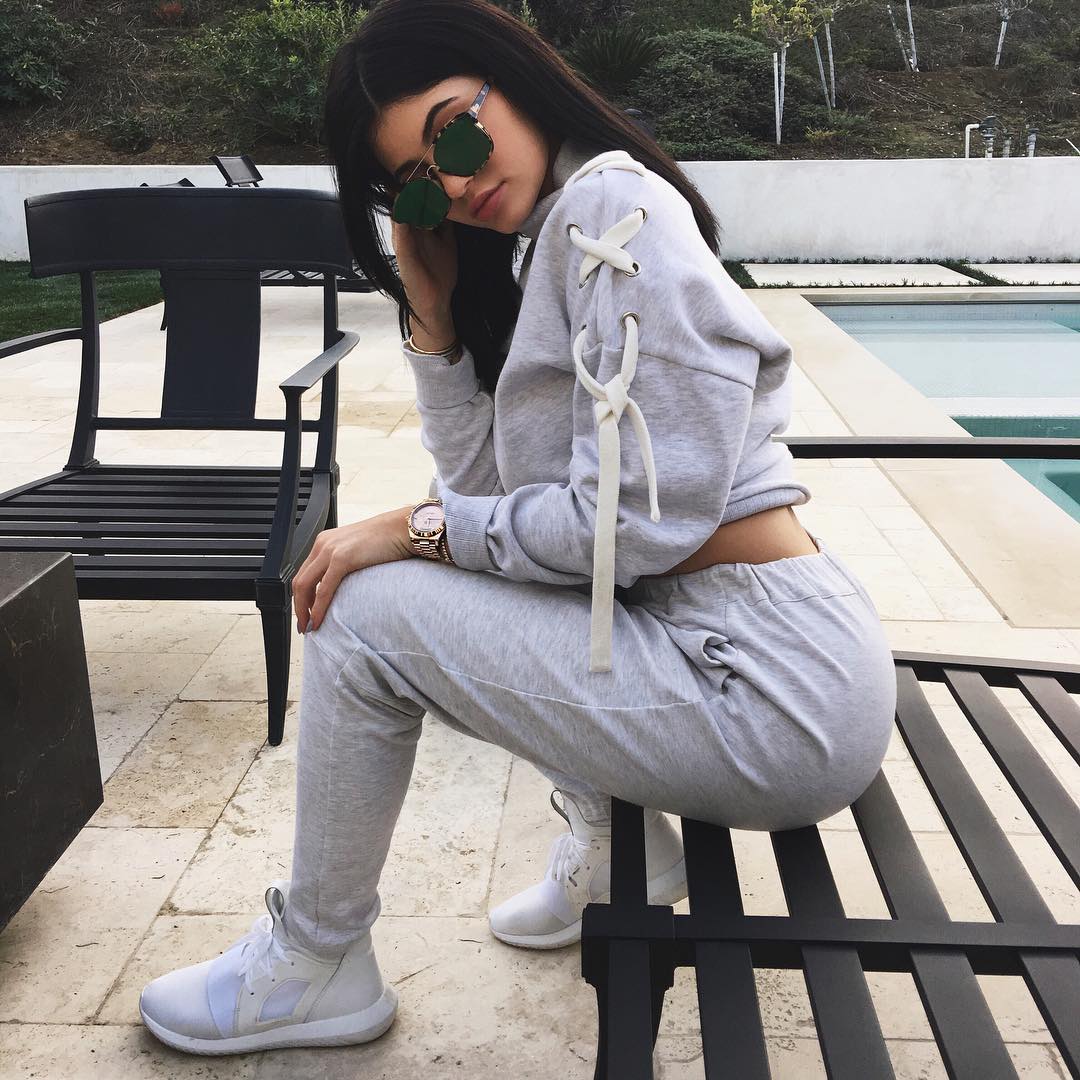 Kylie Jenner Wearing the White adidas Tubular Defiant