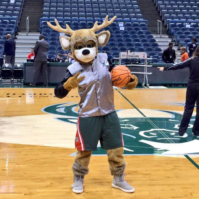 Milwaukee Bucks Mascot Bango wearing the adidas Yeezy Boost