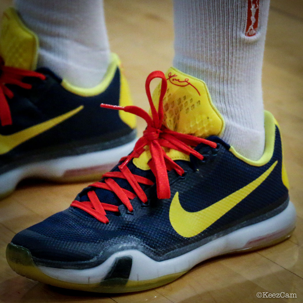 Briann January wearing a Nike Kobe 10 &#x27;Fever&#x27; PE