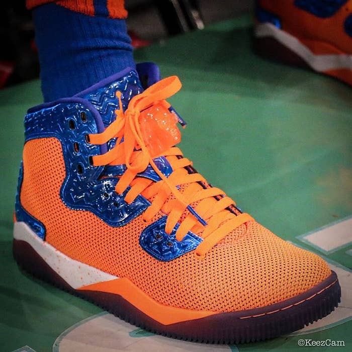 Spike Lee wearing the &#x27;Knicks&#x27; Orange Jordan Air Spike 40 (1)