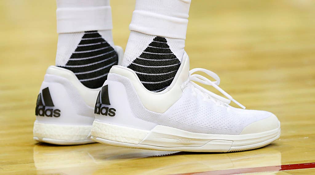 James Harden Wears All-White adidas Crazylight Boost 2015 (2)