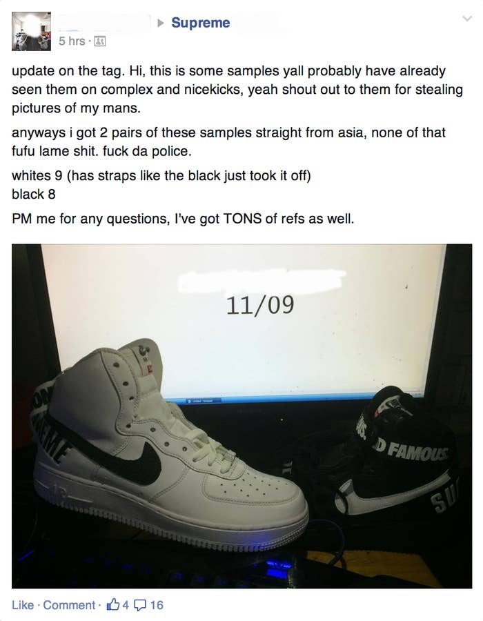 Facebook Nike x Supreme Vendor&#x27;s Sale Post 