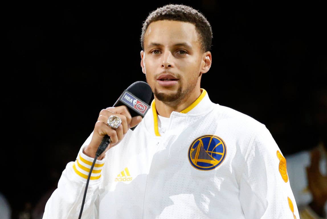 Stephen Curry Wearing His Championship Ring