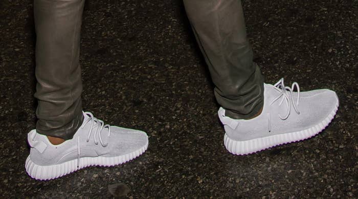 Kanye West wearing the adidas Yeezy 350 Boost in Silver/White