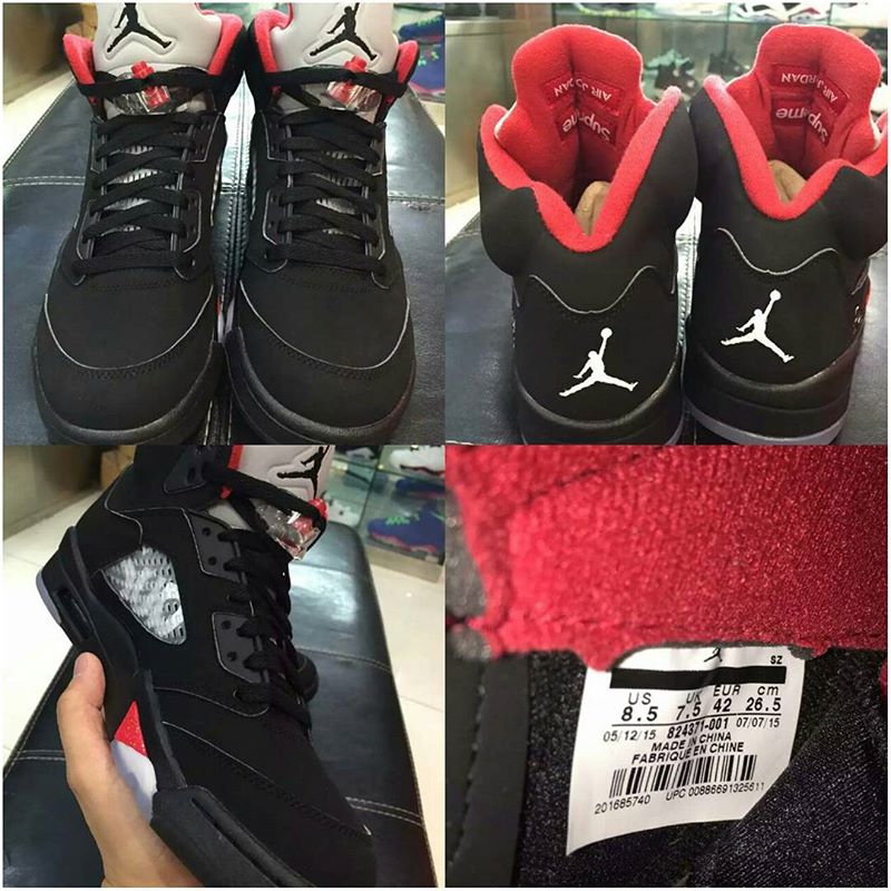 Fresh Shots of the Upcoming 'Black' Supreme x Air Jordan 5 | Complex