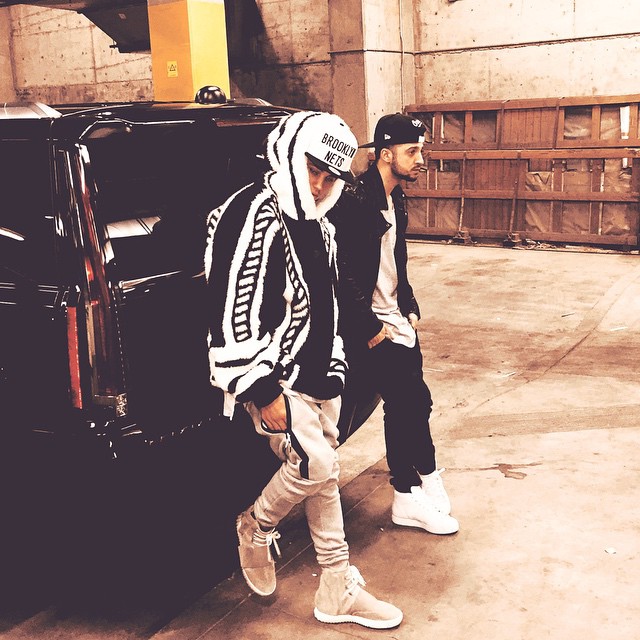 Justin Bieber wearing the adidas Yeezy 750 Boost