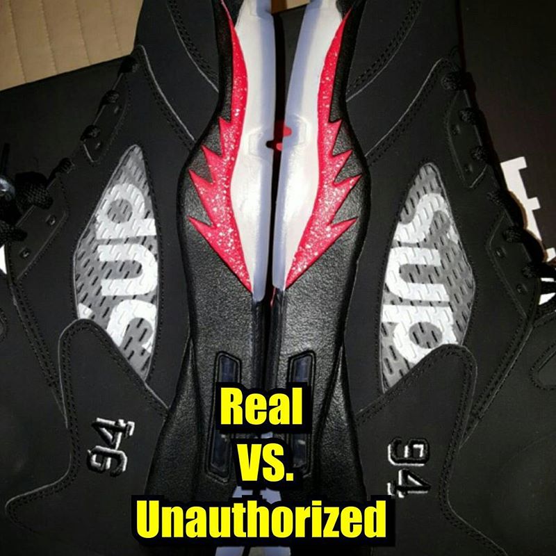 How To Tell If Your 'Black' Supreme Air Jordan 5s Are Real