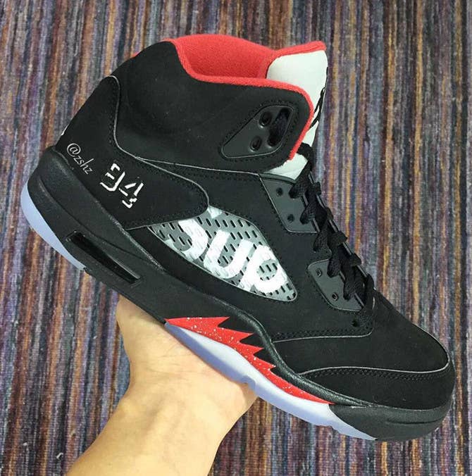 Supreme x Air Jordan 5 Black 824371-001 2015 Release Date