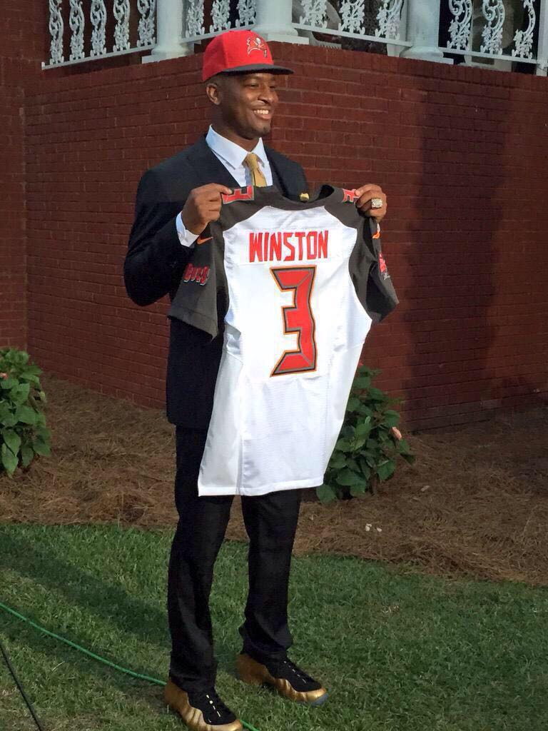 Jameis Winston Wore Nike Foamposites with His Draft Day Suit Complex