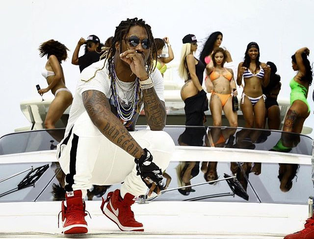 Future wearing the &#x27;Red&#x27; Nike Air Force 1 High