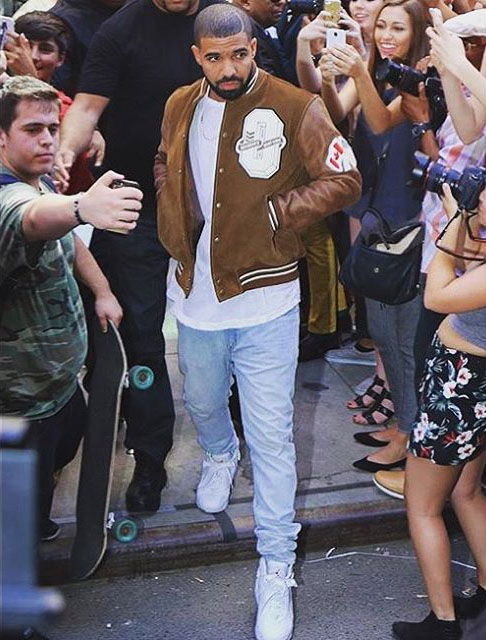 Drake wearing the &#x27;OVO&#x27; Air Jordan 8 White