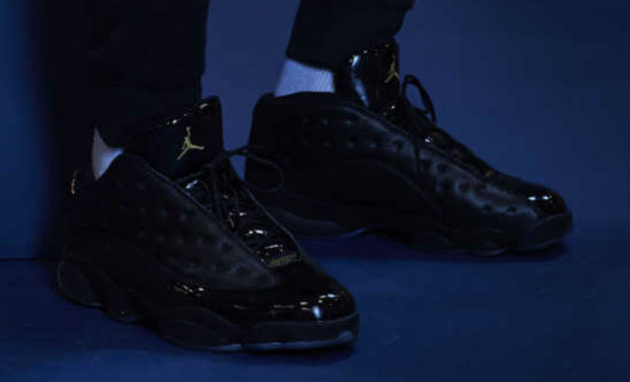 Kawhi Leonard Wearing a Black/Gold Air Jordan 13 Low Sample (6)