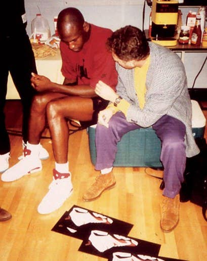 Michael Jordan and Tinker Hatfield Discussing the Air Jordan VI