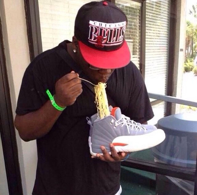 Dude Eats Ramen Noodles Out of His Air Jordan 12s