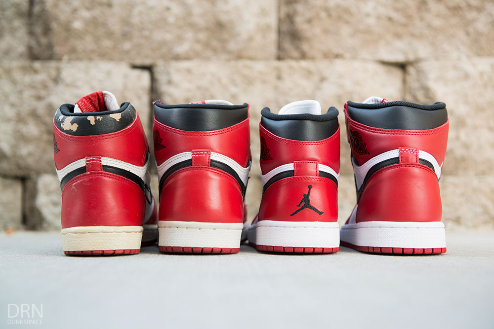 Air Jordan I 1 Chicago Bulls Comparison 1985 1994 2013 2015 Retro (6)