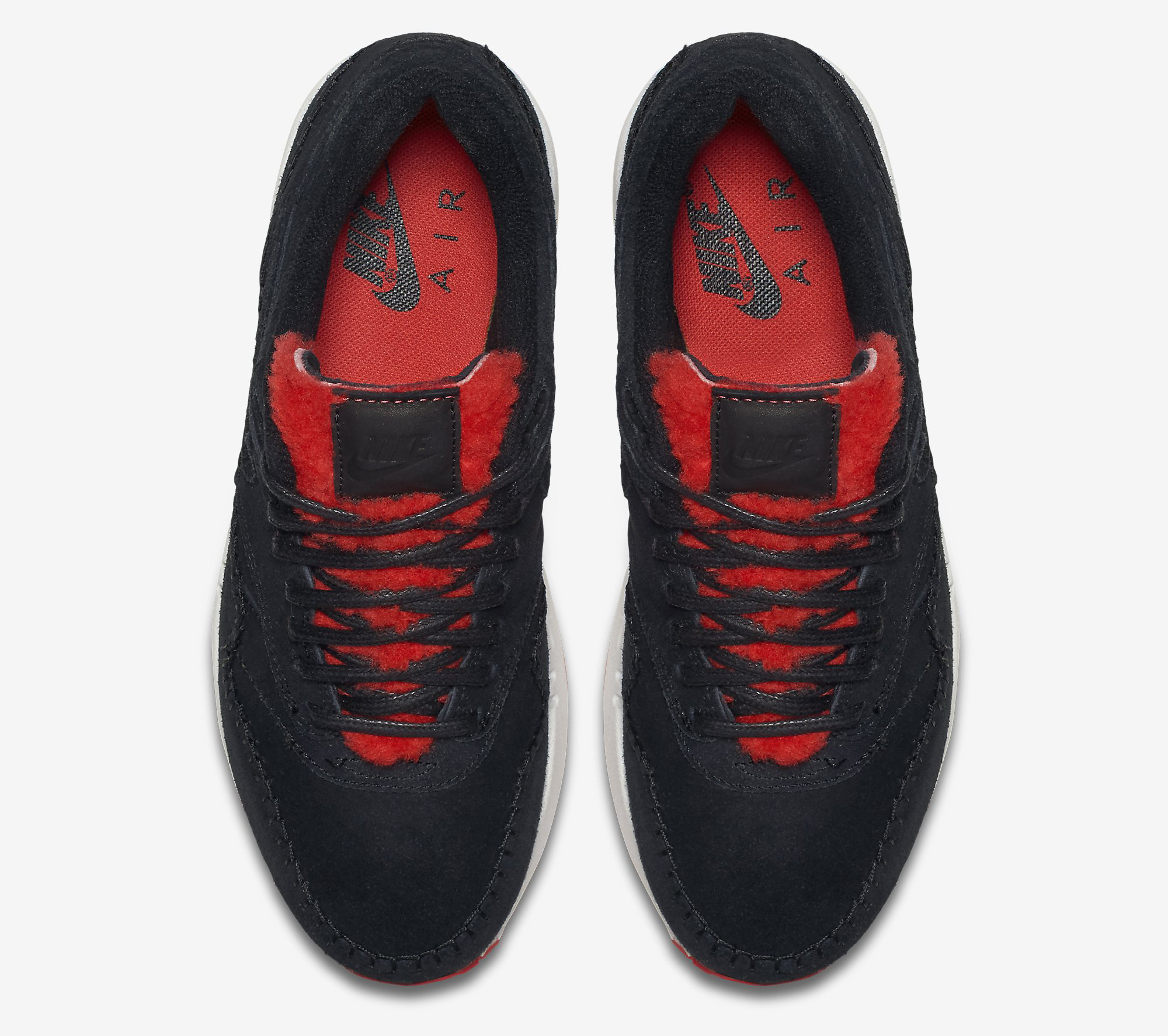 Nike Air Max 1 Sherpa Black Red 454746-010 Top