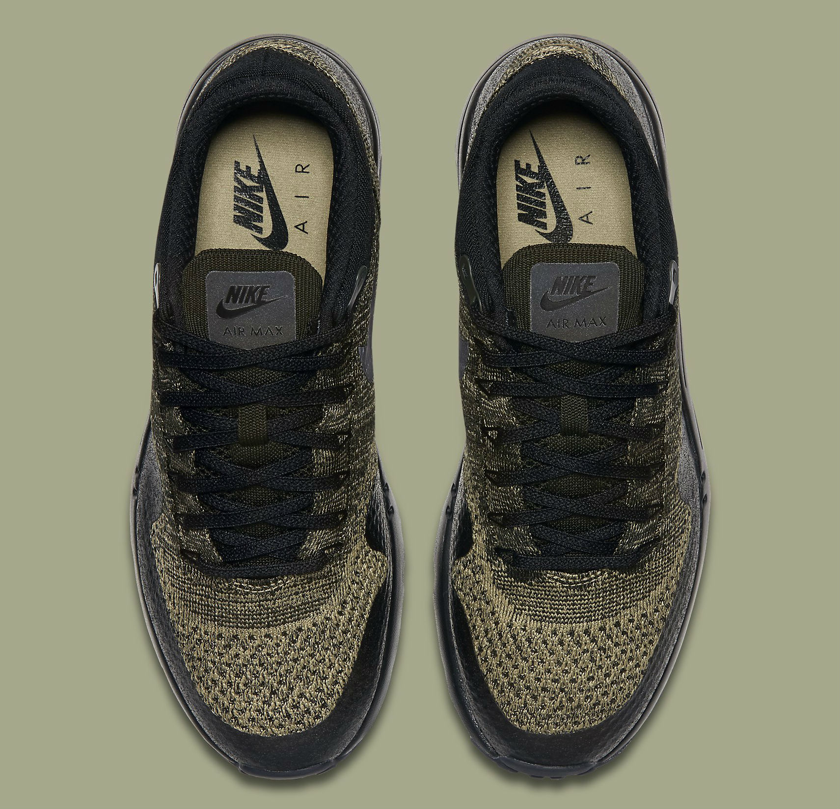 Nike Air Max 1 Ultra Flyknit Neutral Olive/Black-Sequoia Top 856958-203