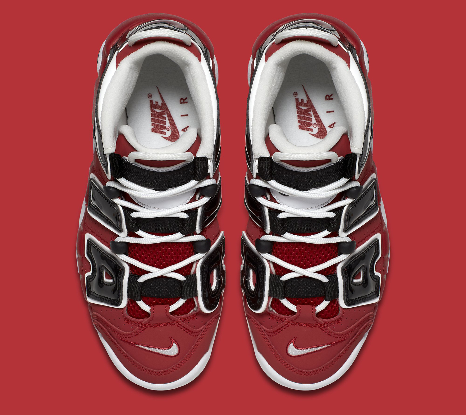Nike Air More Uptempo Red Black Top Down