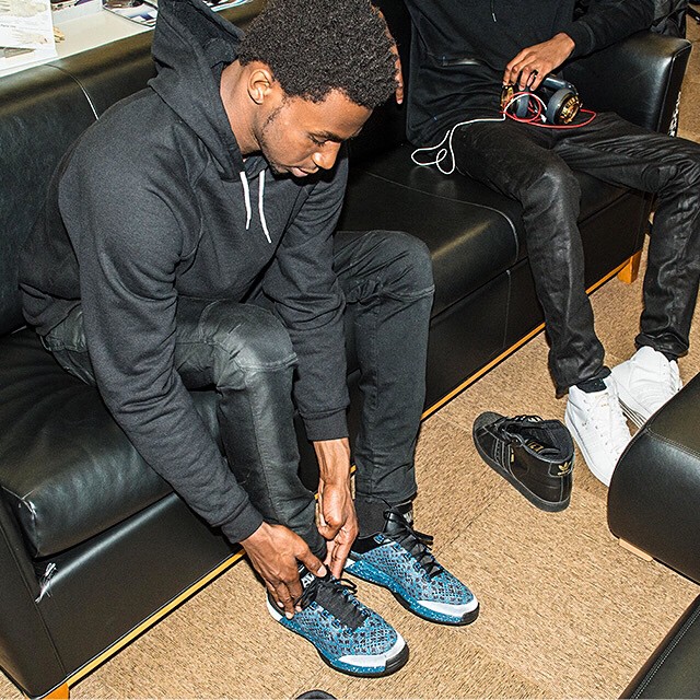 Andrew Wiggins wearing an adidas Crazylight Boost 2015 PE