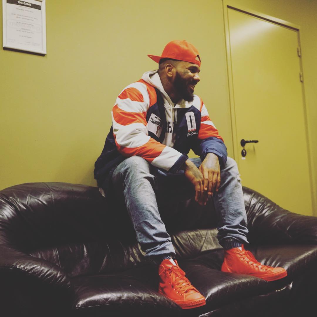 The Game Wearing the Red Leather Converse Chuck Taylor All Star