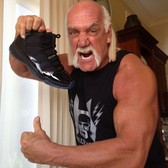 Hulk Hogan wearing the &#x27;Gamma Blue&#x27; Air Jordan XI 11