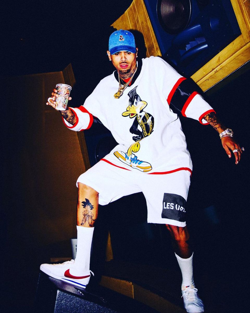 Chris Brown wearing the Nike Cortez OG