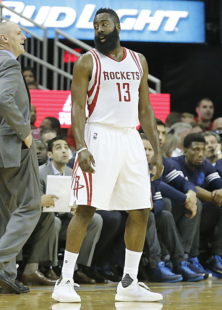 James Harden Wears All-White adidas Crazylight Boost 2015 (3)