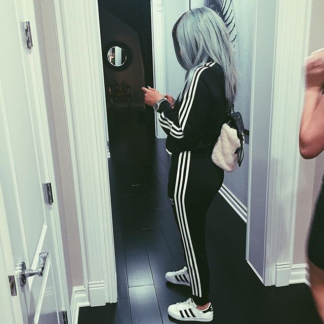 Kylie Jenner wearing the adidas Originals Superstar