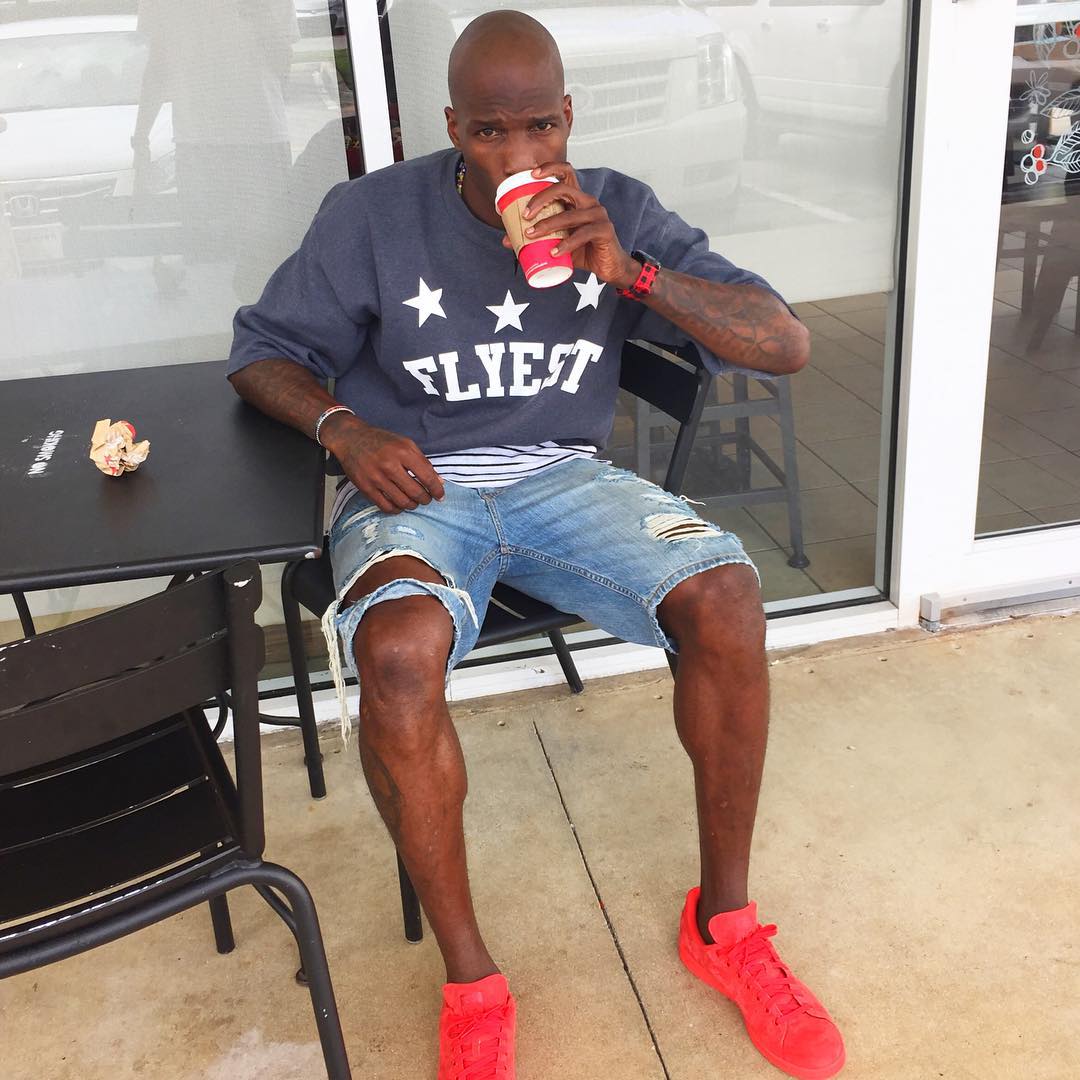 Chad Johnson wearing the &#x27;Power Red&#x27; adidas Originals Stan Smith