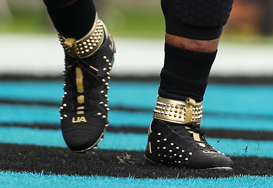 Cam Newton Spiked Under Armour Cleats Front