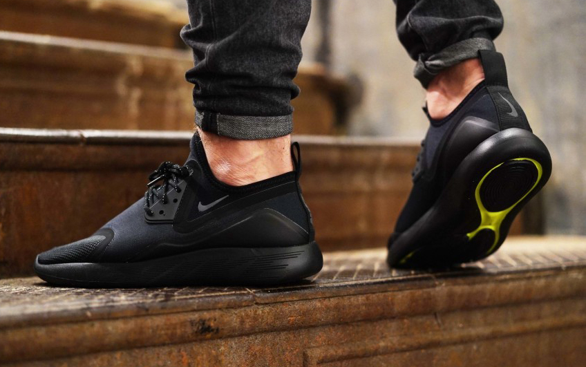 Nike LunarCharge Triple Black On Feet Heel