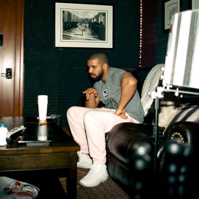 Drake Wearing the White OVO x Air Jordan 10