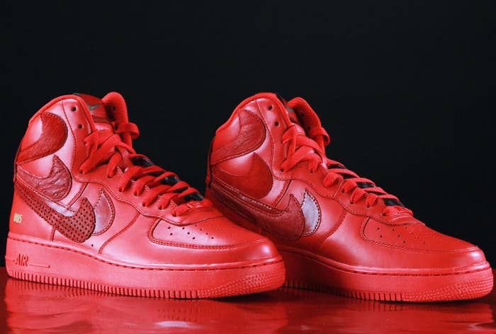 Nike Air Force 1 High Red Misplaced Checks by John Geiger &amp; The Shoe Surgeon