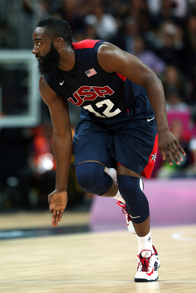 James Harden wearing the &#x27;USA&#x27; Nike Hyperdunk 2012 Low