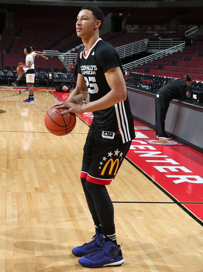 Ben Simmons wearing the adidas D Rose 5 Boost
