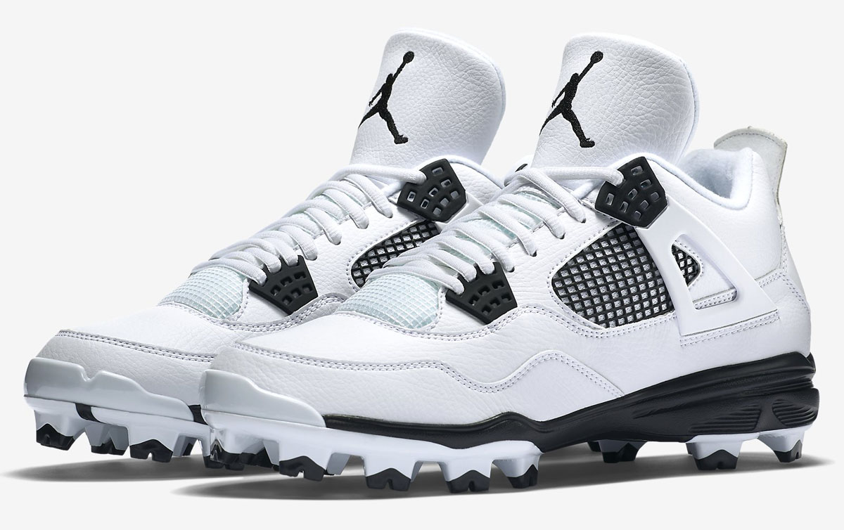 Air Jordan 4 Baseball Cleats White/Black (1)
