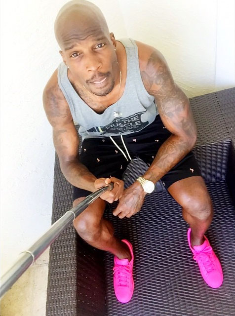 Chad Johnson wearing the &#x27;Pink&#x27; adidas Originals Superstar Supercolor