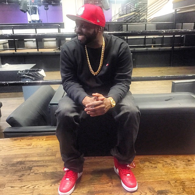 DJ Funk Flex wearing the &#x27;Red&#x27; Supreme x Nike Air Force 1 High