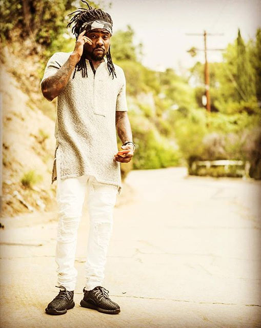 Wale wearing the &#x27;Pirate Black&#x27; adidas Yeezy 350 Boost
