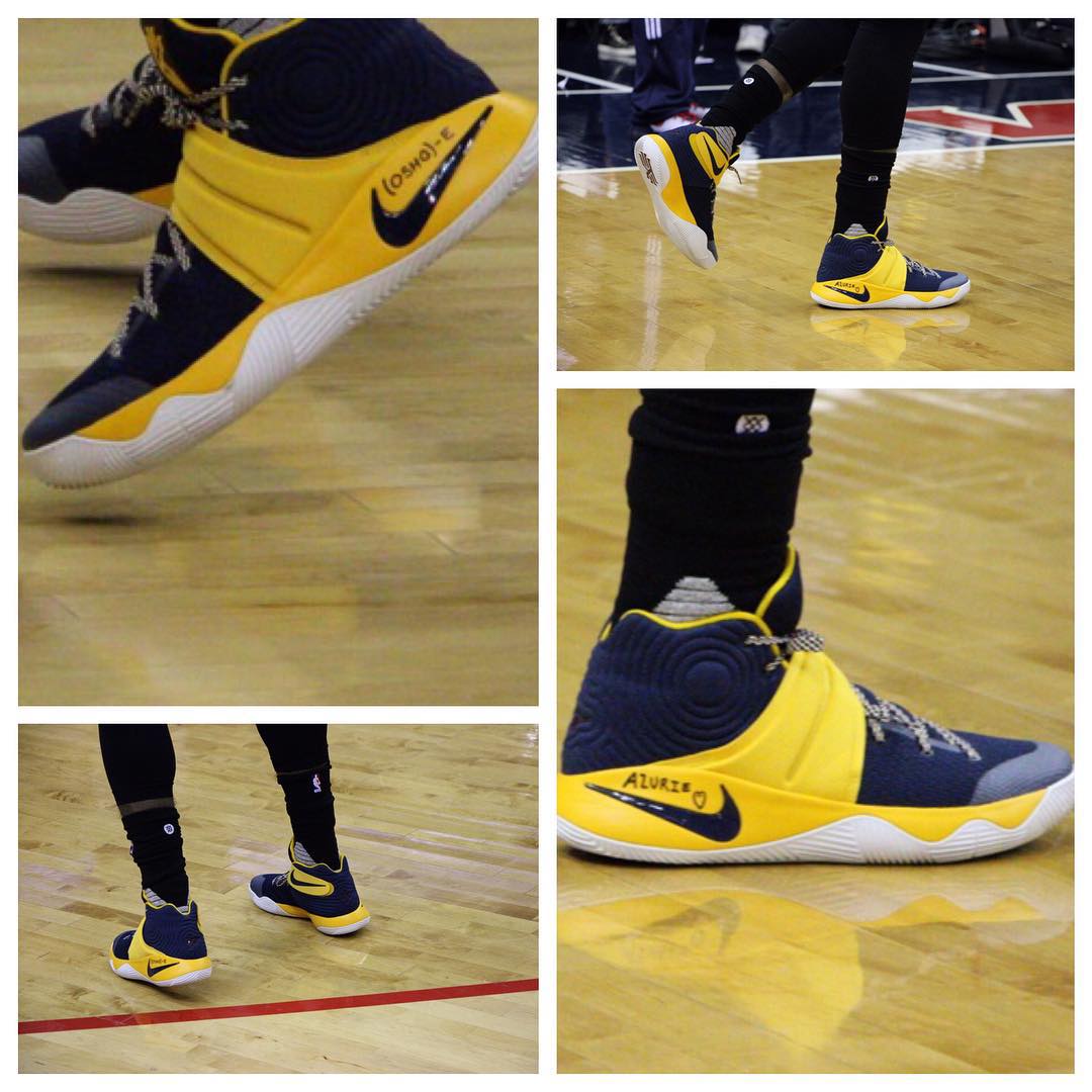 Kyrie Irving wearing a Navy/Yellow Nike Kyrie 2 PE (5)