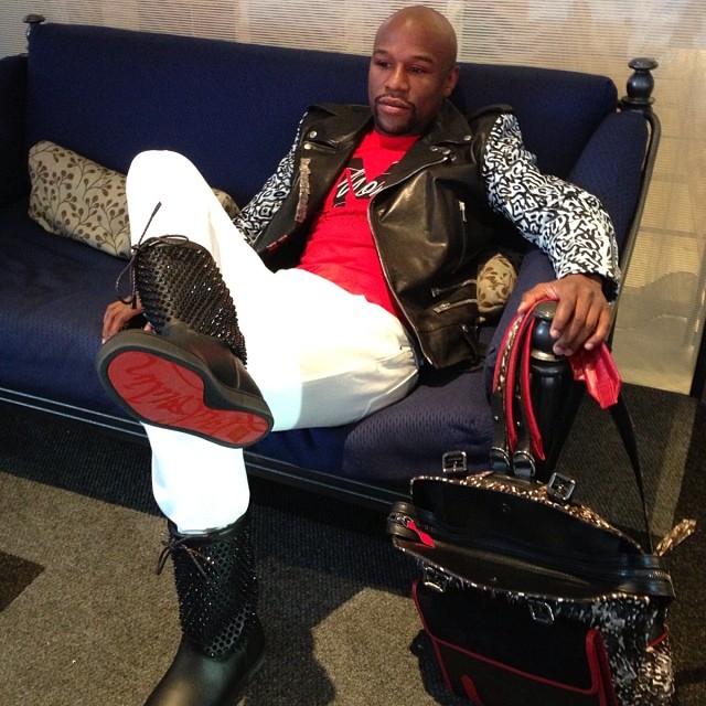 Floyd Mayweather wearing Christian Louboutin Spike Naza Boots