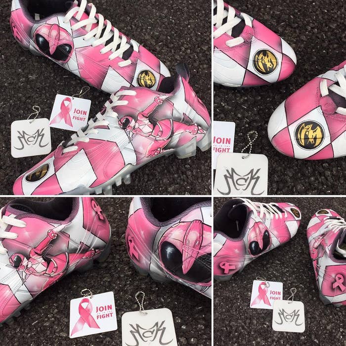 Pink Power Rangers Cleats Collage