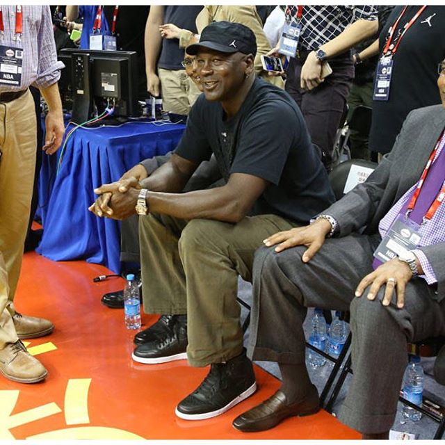Michael Jordan wearing the &#x27;Cyber Monday&#x27; Air Jordan 1