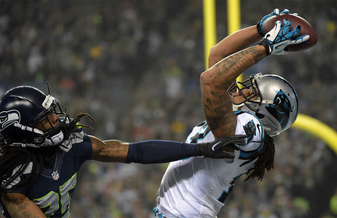 Richard Sherman Covering A Panther Player
