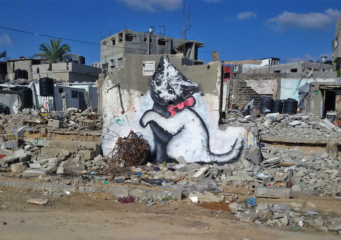 Banksy Stencil Cat in Gaza