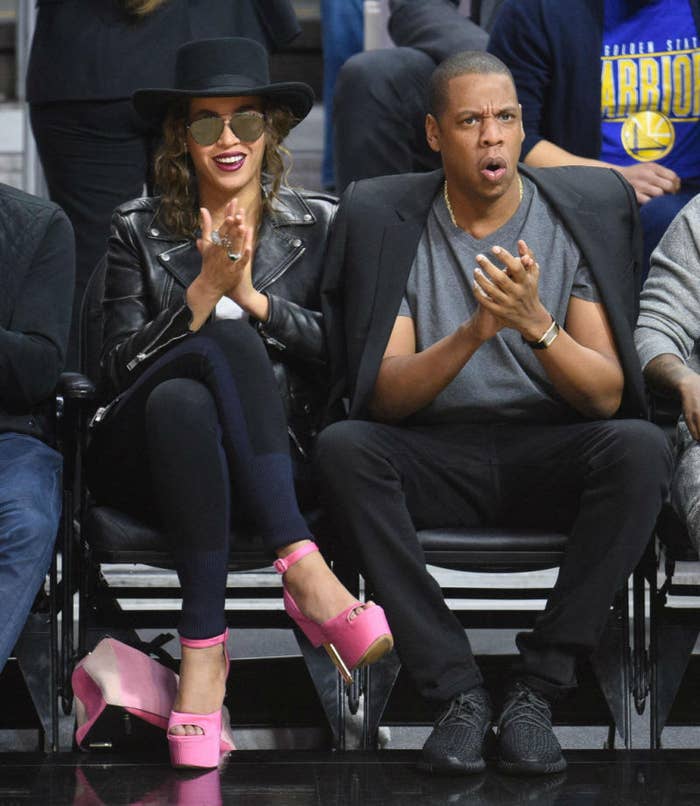 Jay Z Wears Yeezy Boosts to Warriors/Clippers (1)