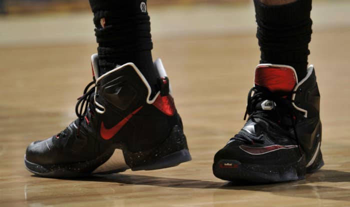 LeBron James Wearing a Black/Red-White Nike LeBron 13 PE (1)